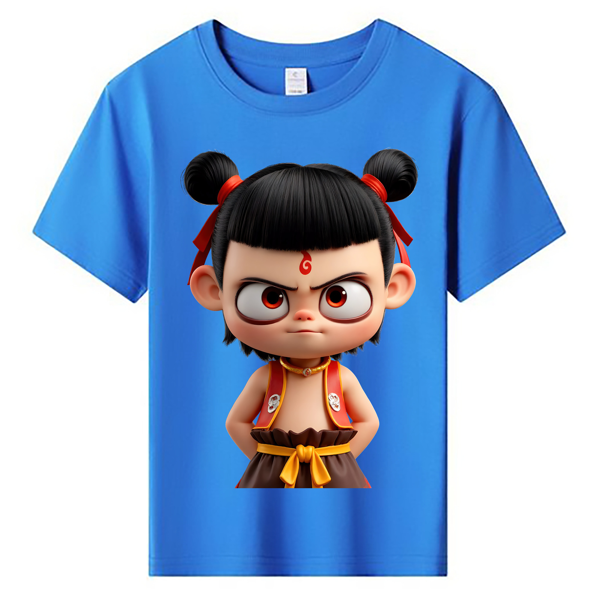 （画像用） Ne Zha 2 ナタ 魔童の大暴れ 綿100％キッズTシャツ（フロントプリント）